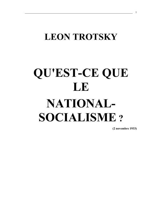 Qu'est ce que le national socialisme