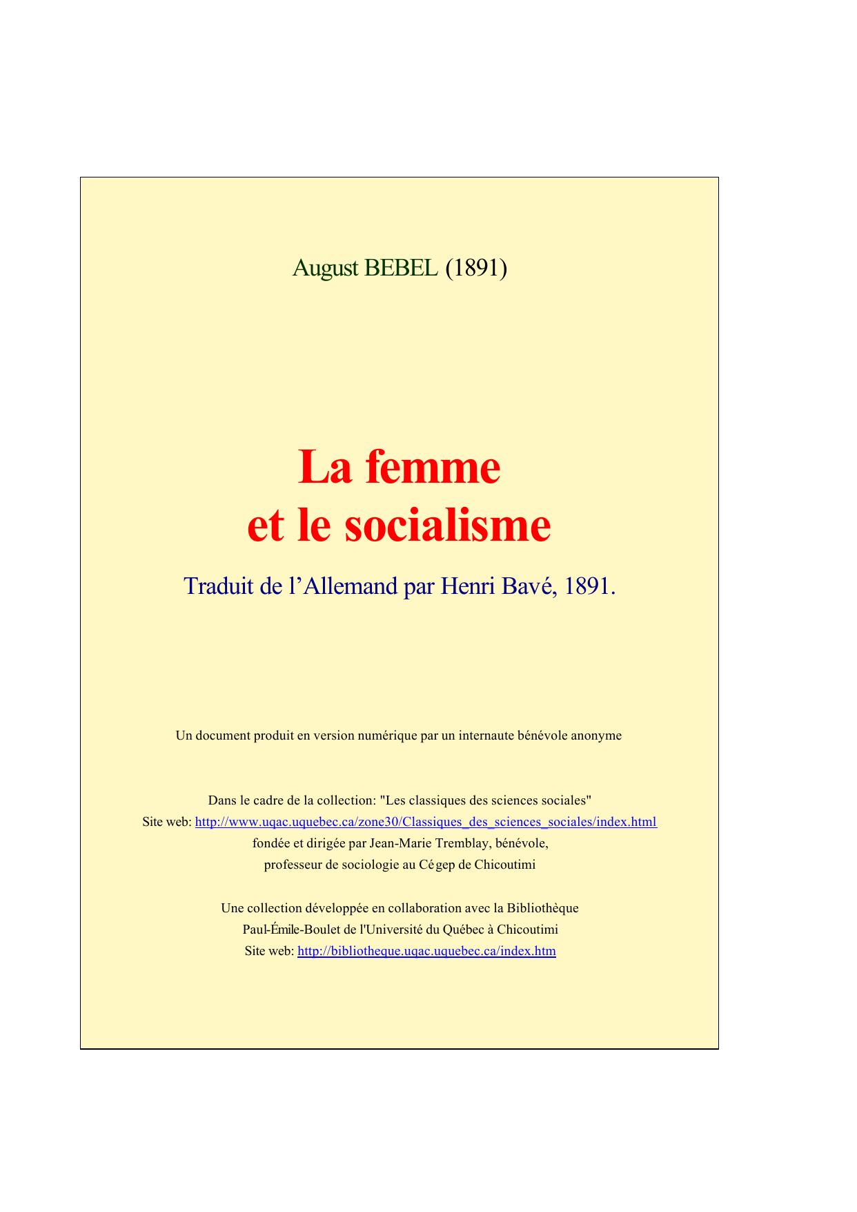 La femme et le socialisme