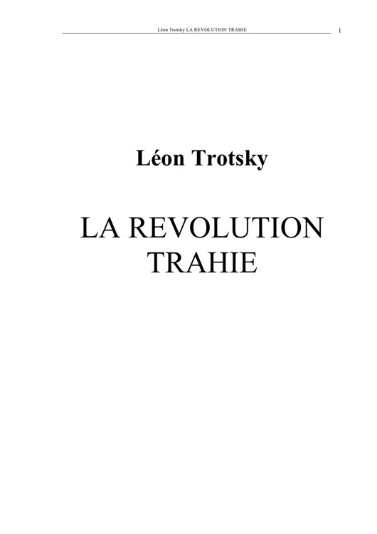 La révolution trahie