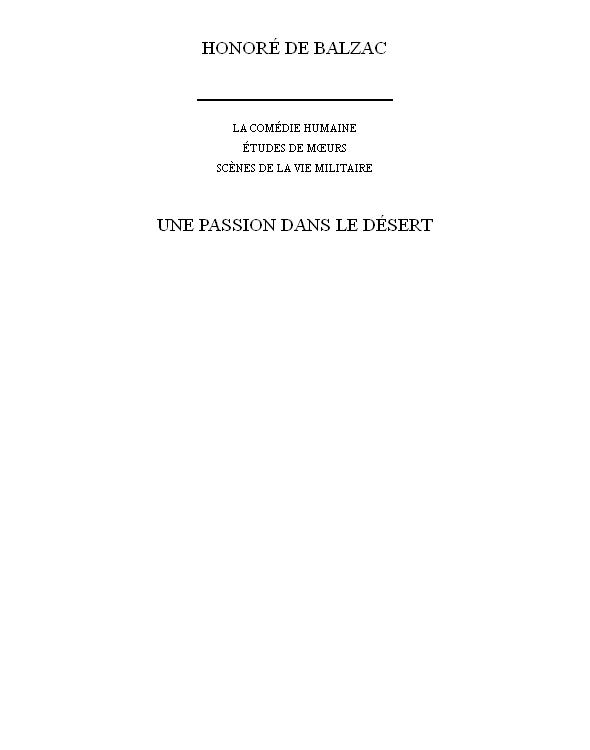 Une passion dans le désert