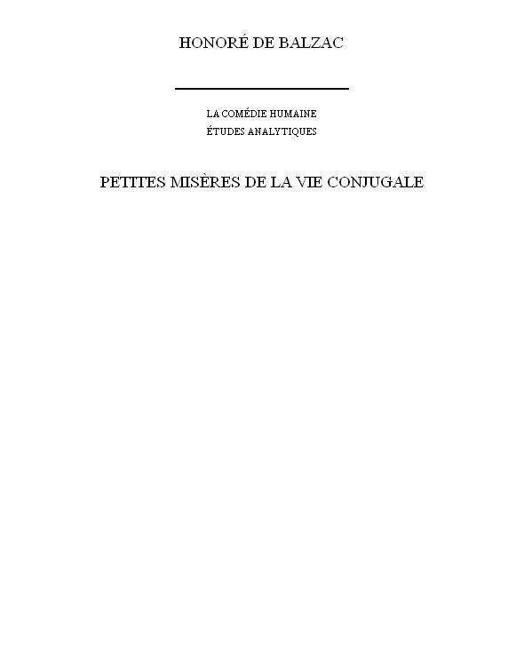 Petites misères de la vie conjugale