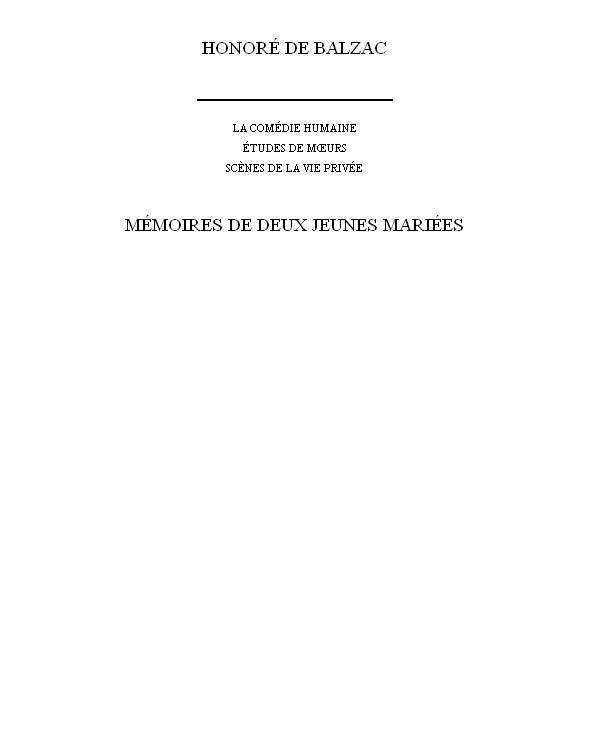 Mémoires de deux jeunes mariées