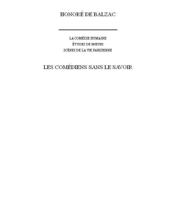 Les comédiens sans le savoir