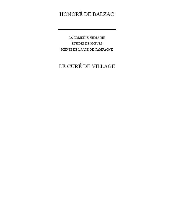 Le curé de village