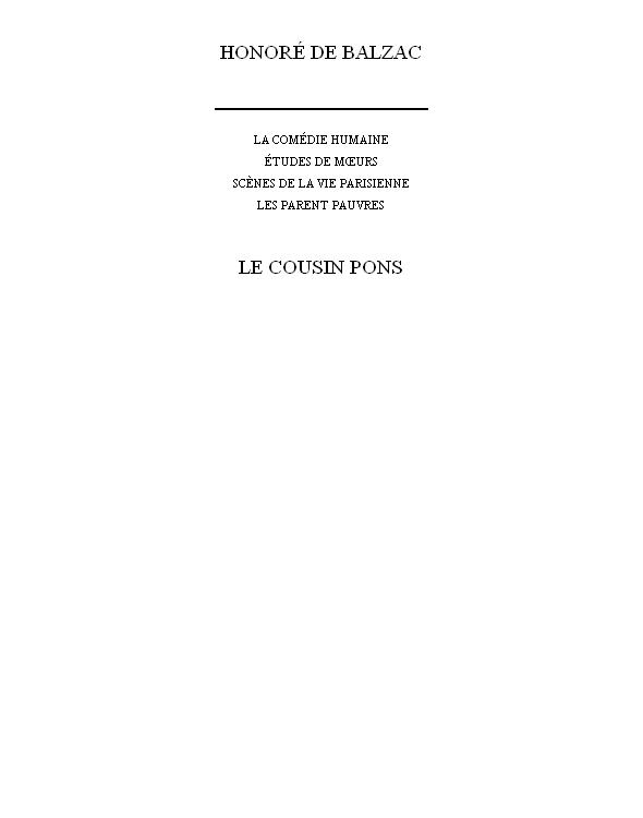 Le cousin Pons