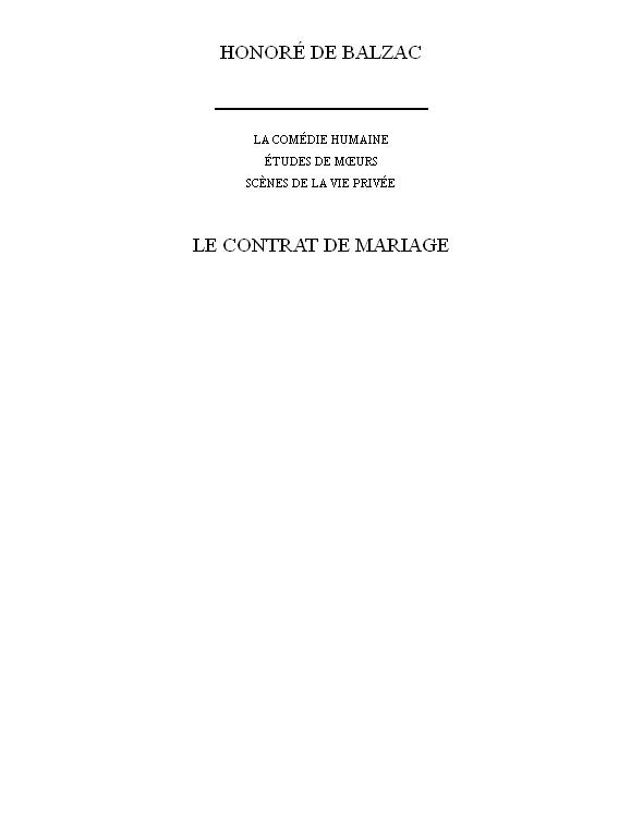 Le contrat de mariage