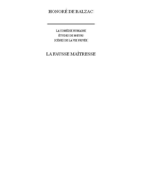 La fausse maîtresse
