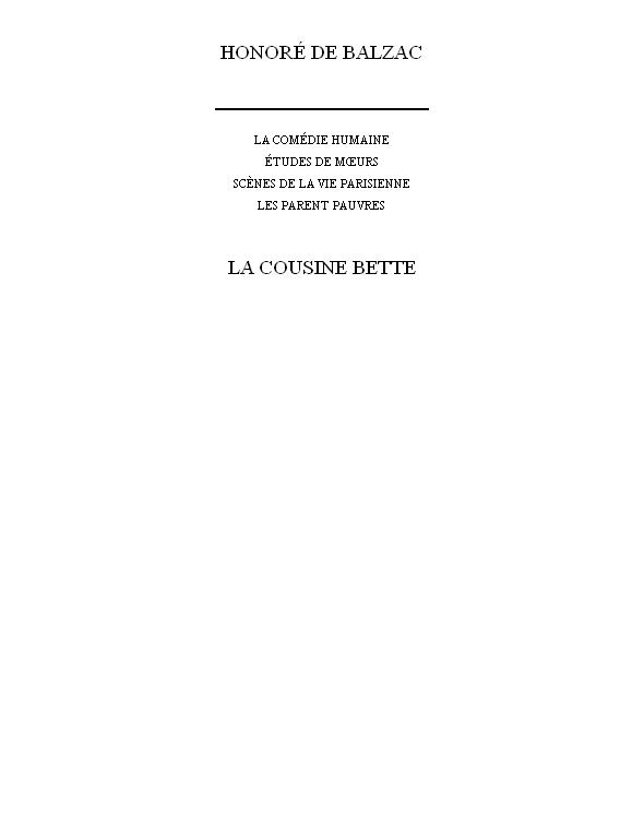 La cousine Bette