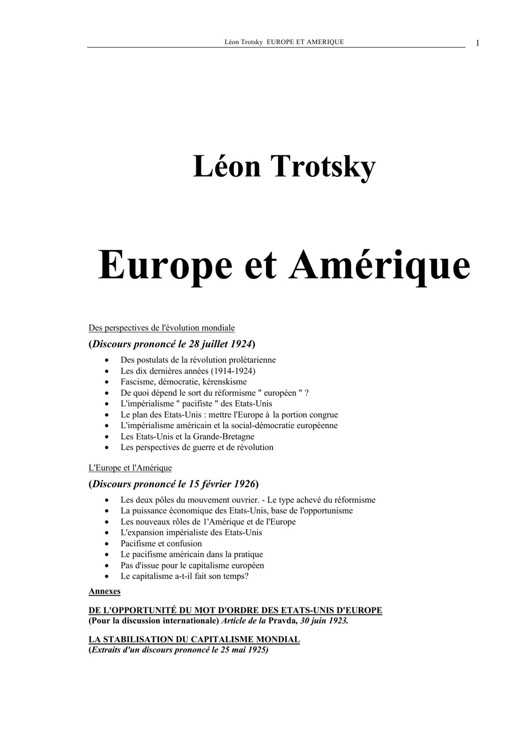 Europe et Amérique