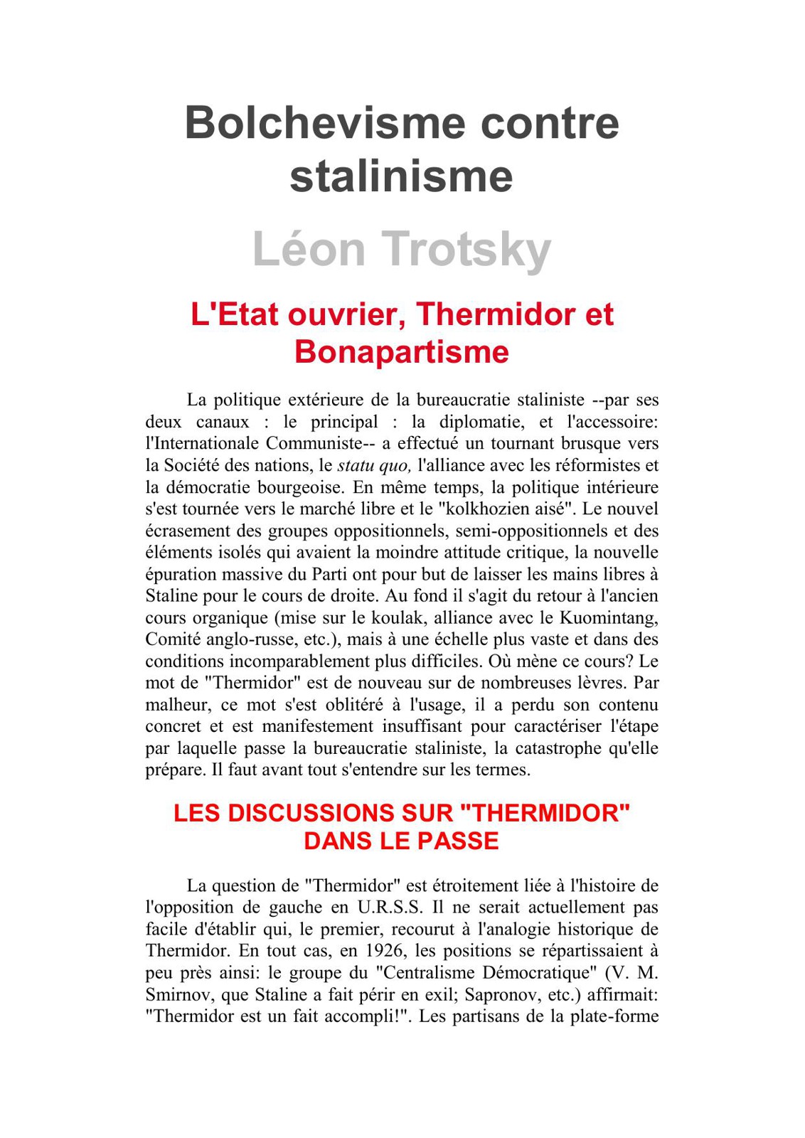 Bolchevisme contre stalinisme