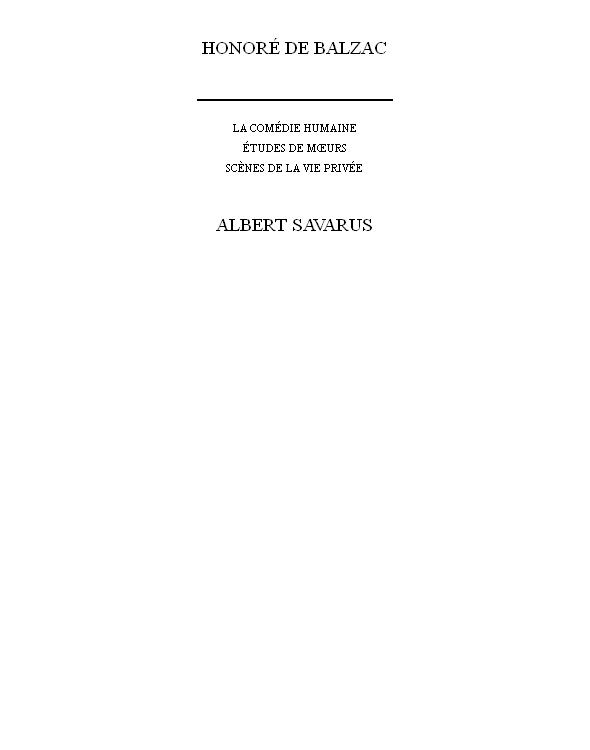 Albert Savarus