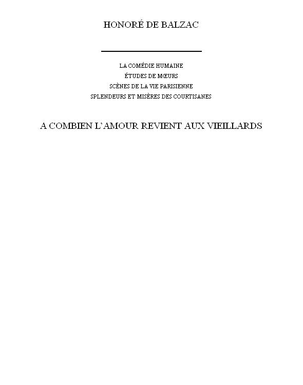 A combien l’amour revient aux vieillards