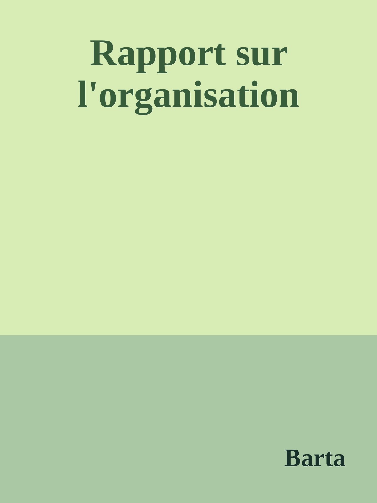 Rapport sur l'organisation