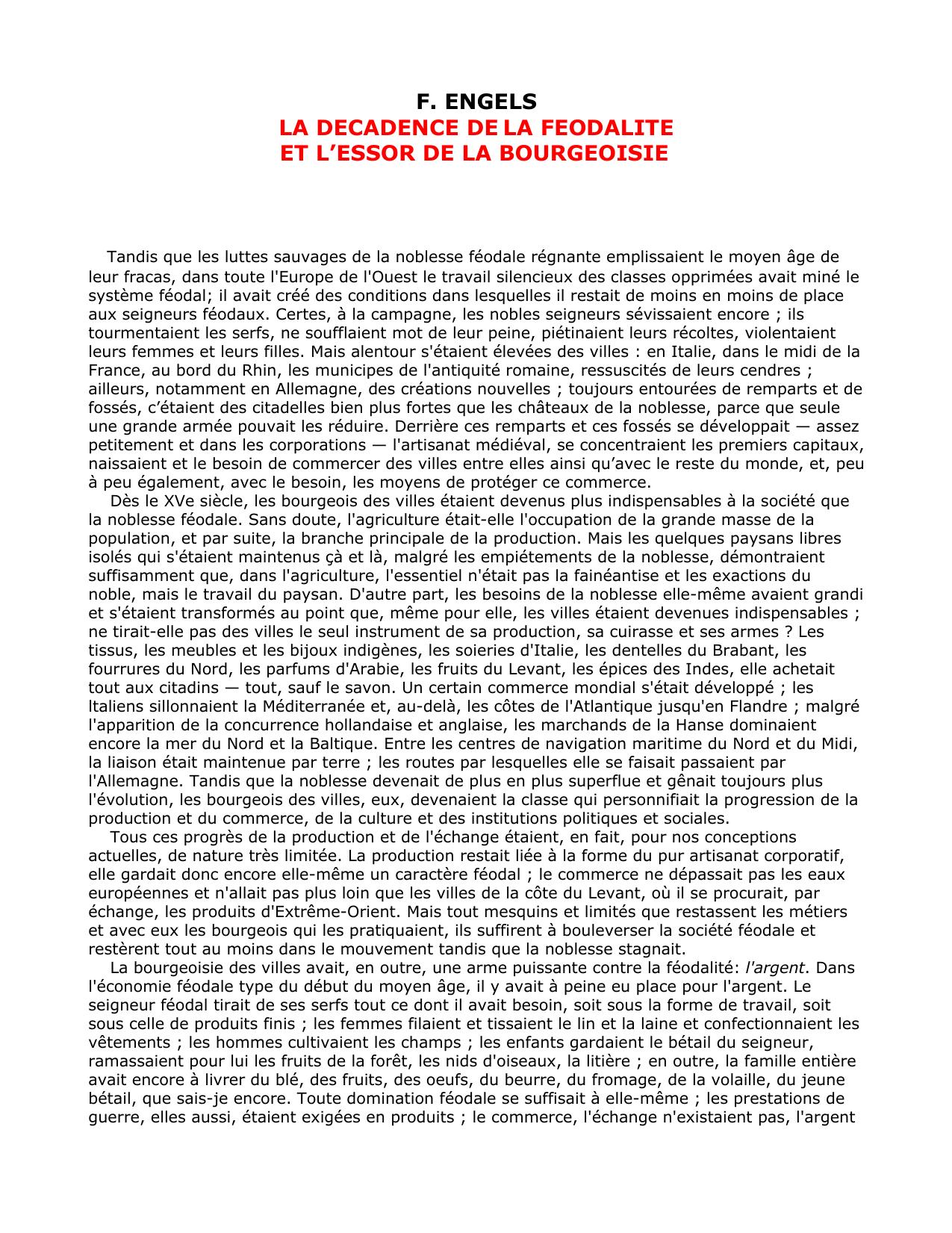 Decadence de la feodalite